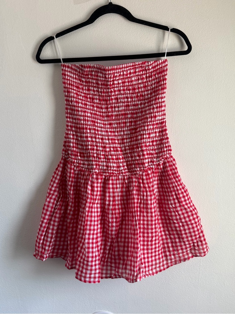 Red & White Gingham Smocked Mini Dress (skort)
